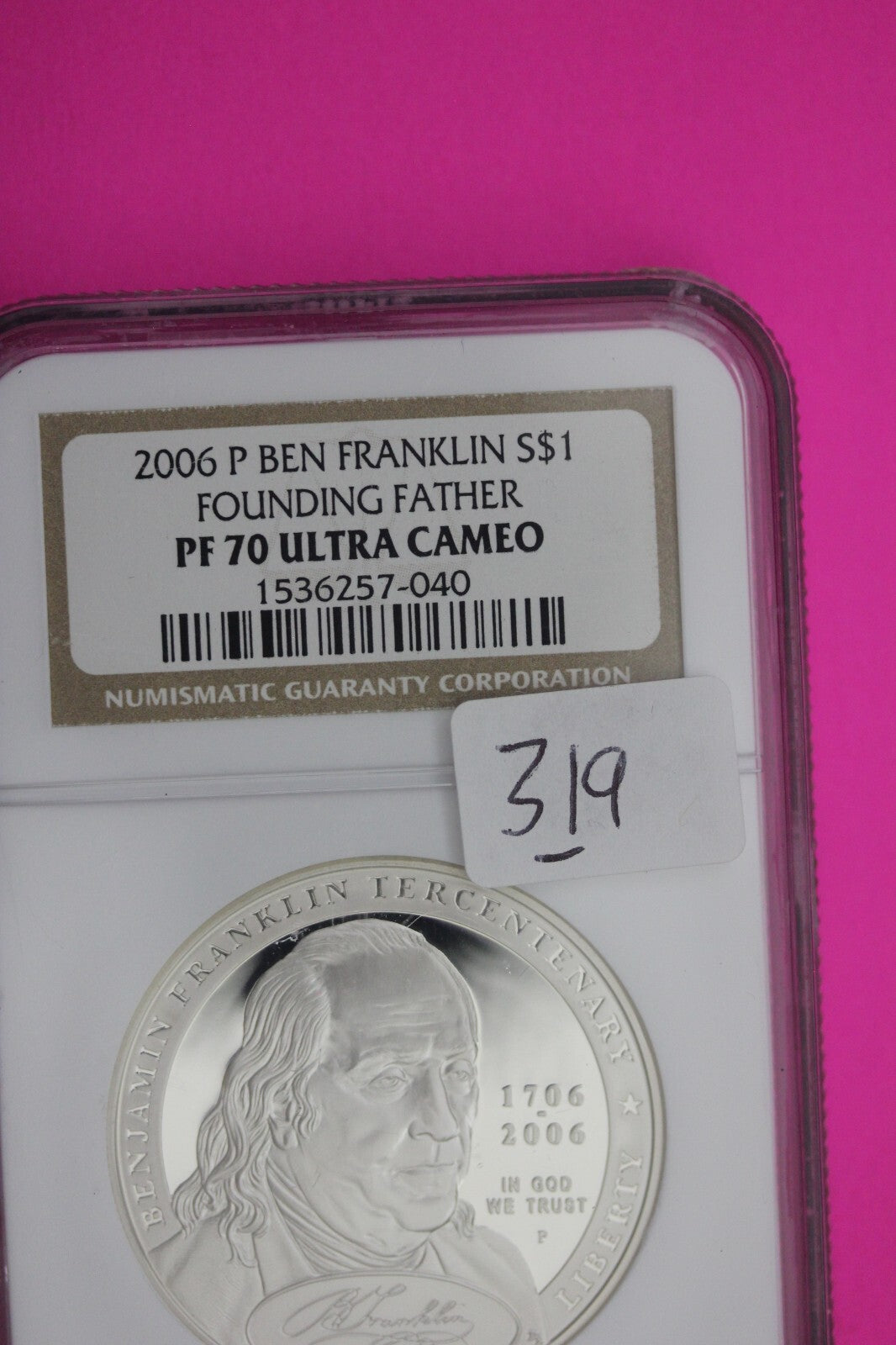 2006 P PF 70 Proof Ben Franklin Founding Commemorative Silver Dollar NGC 319