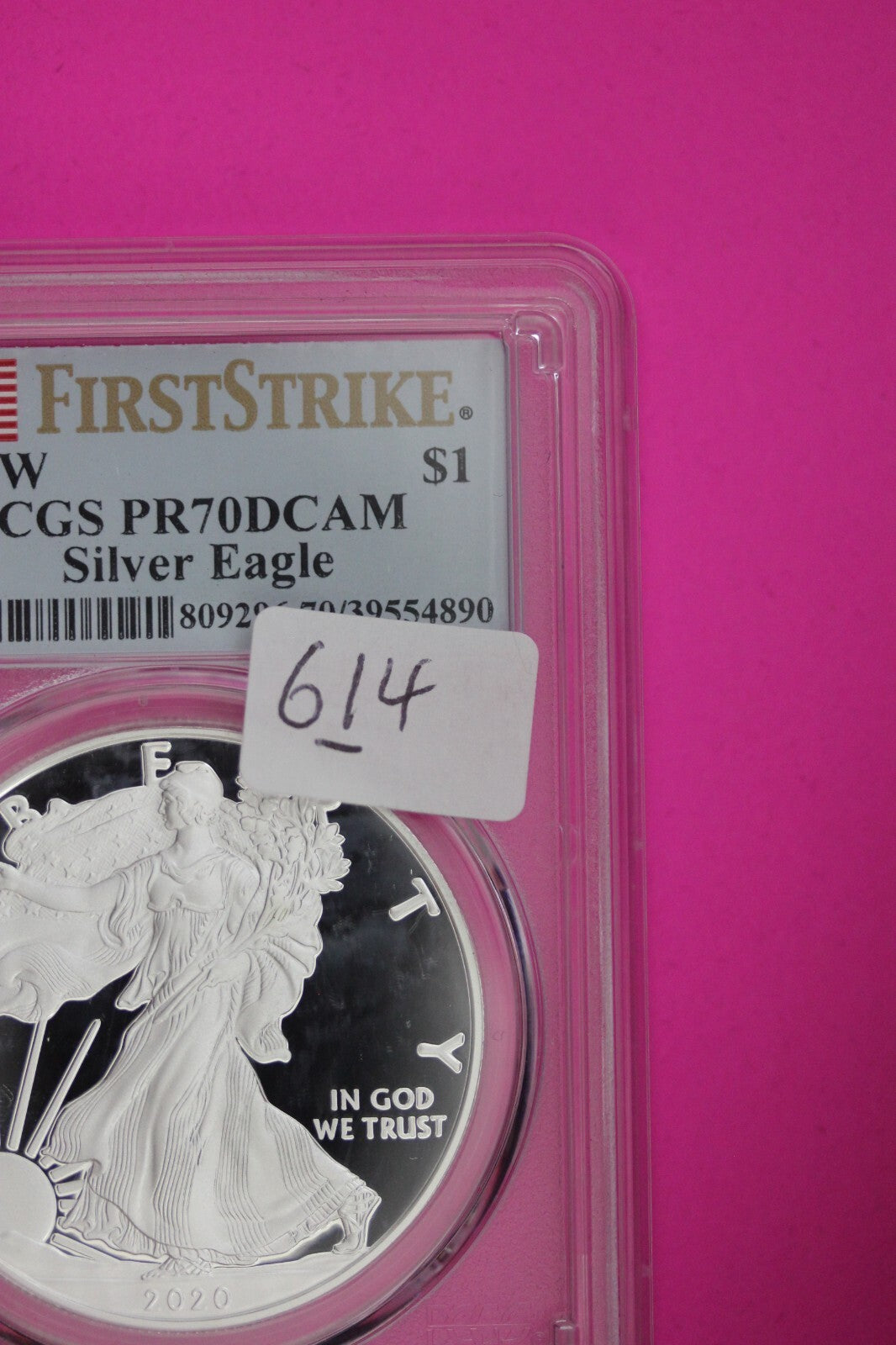2020 W PR 70 Silver Eagle Proof DCAM PCGS Certified Graded Authentic Coin 614