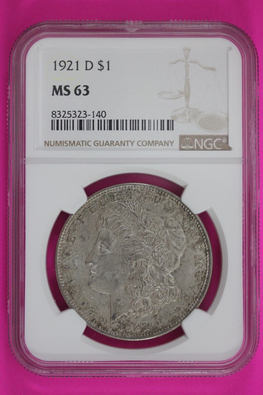 1921 D MS 63 Liberty Morgan Silver Dollar NGC Certified Graded Slab 268