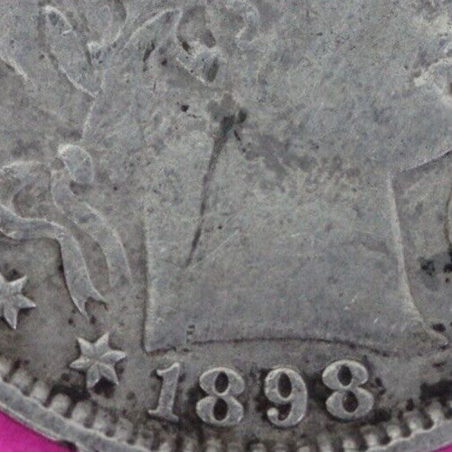 High Grade 1898 P Barber Liberty Silver Quarter Scarce Semi Key Date Coin 35