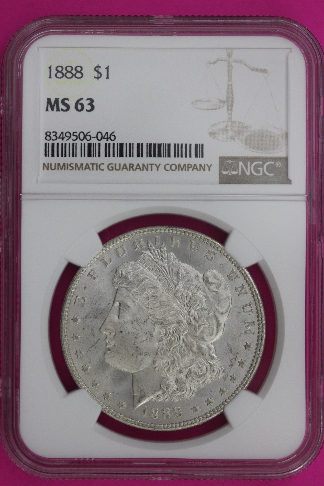 1888 P MS 63 Liberty Morgan Silver Dollar NGC Certified Graded Authentic 1005