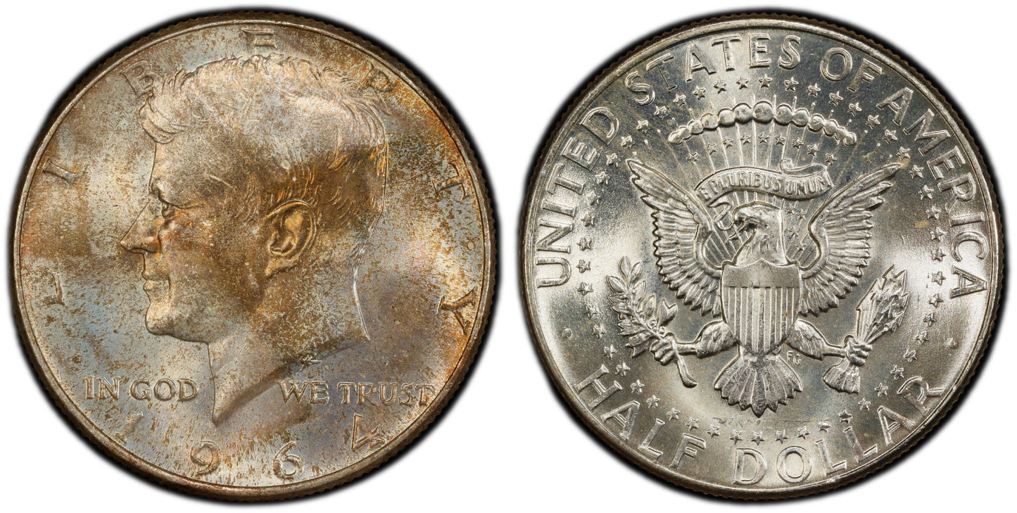 Toned 1964 P MS 66 John F Kennedy Silver Half Dollar PCGS Graded Authentic 161