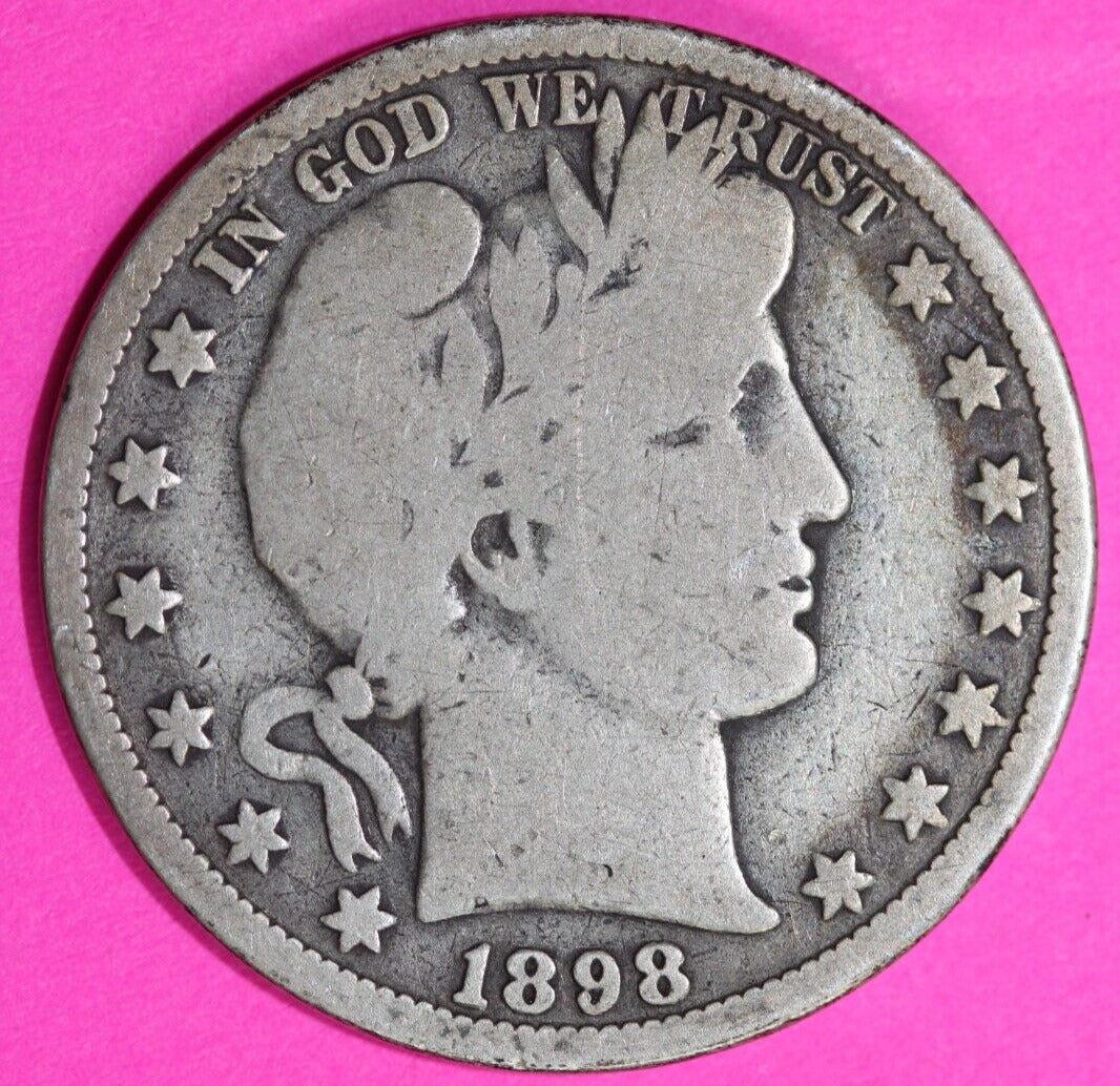 1898 O Barber Liberty Half Dollar Silver Semi Key Date Coin New Orleans Mint 55