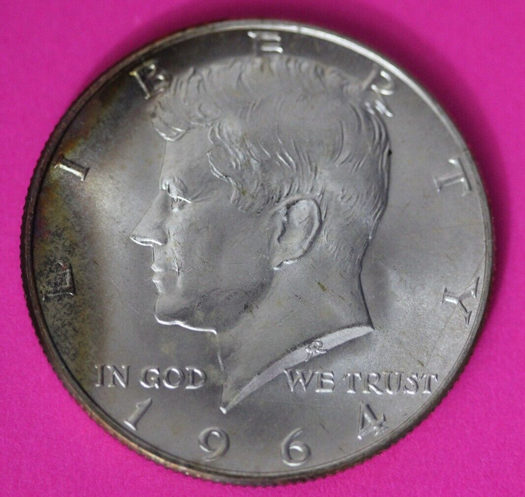 Nicely Toned 1964 P John F Kennedy Silver Half Dollar Exact Gem Coin Shown 04