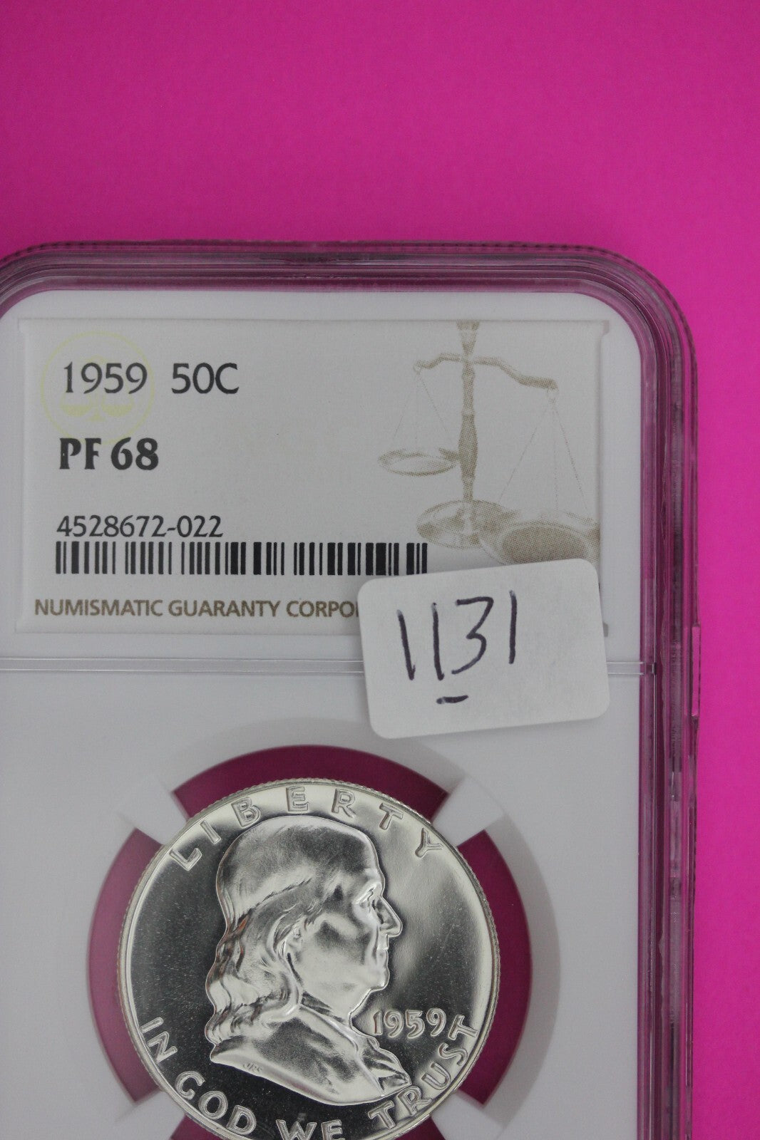 1959 PF 68 Ben Franklin Half Dollar NGC Graded Certified Authentic Slab 1131