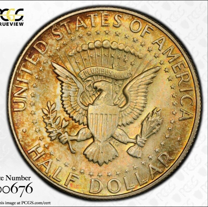 Toned 1968 D Silver MS 64 John F Kennedy Silver Half Dollar PCGS Graded Slab 150