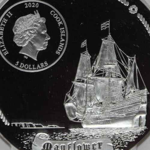 Rare 2020 PL 69 Cook Islands Silver Mayflower Voyage Everhart Signature NGC 1316