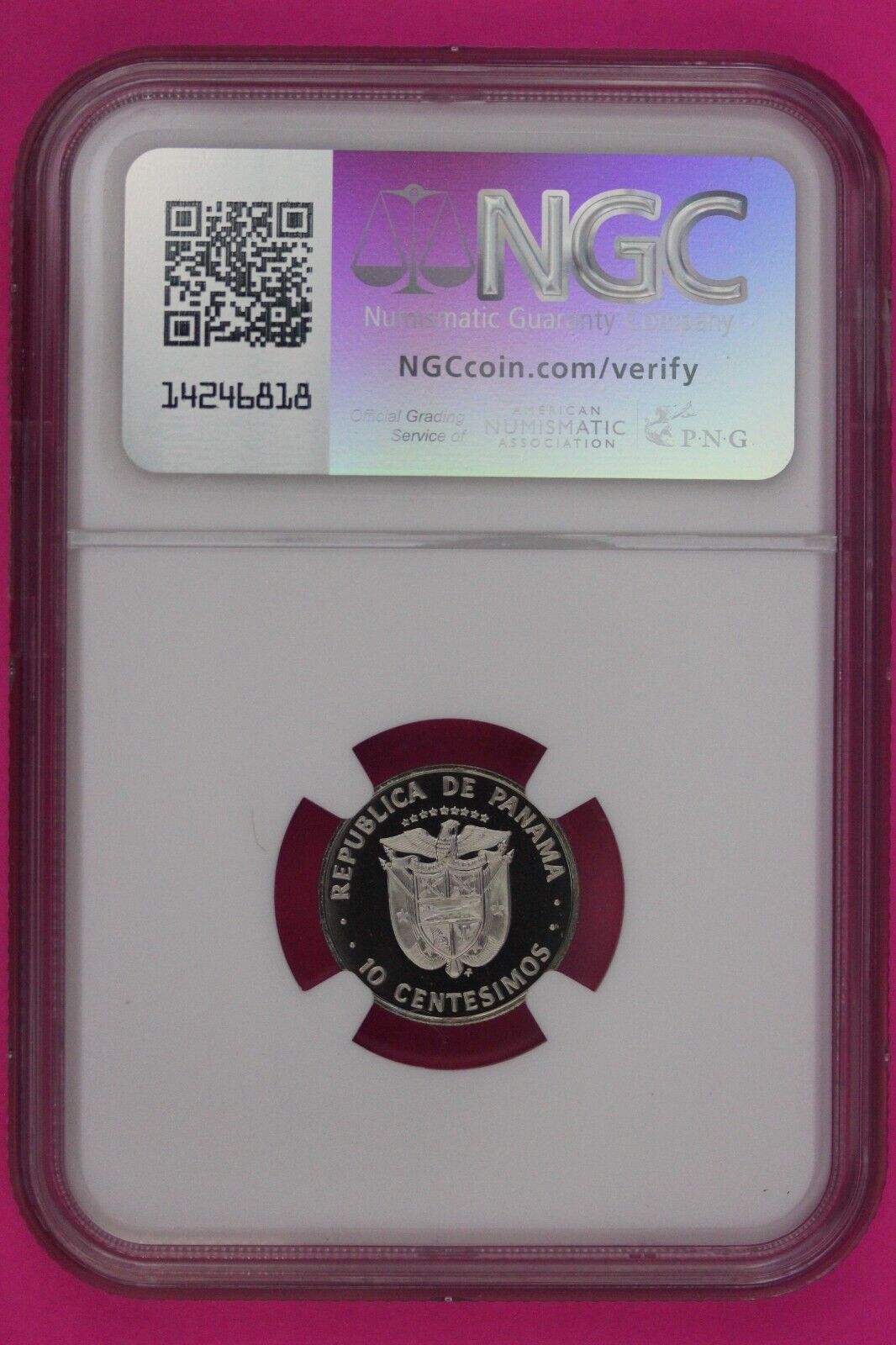 1977 Panama PF 69 Ultra Cameo Proof 10 Centesimos NGC Certified Graded Slab 878