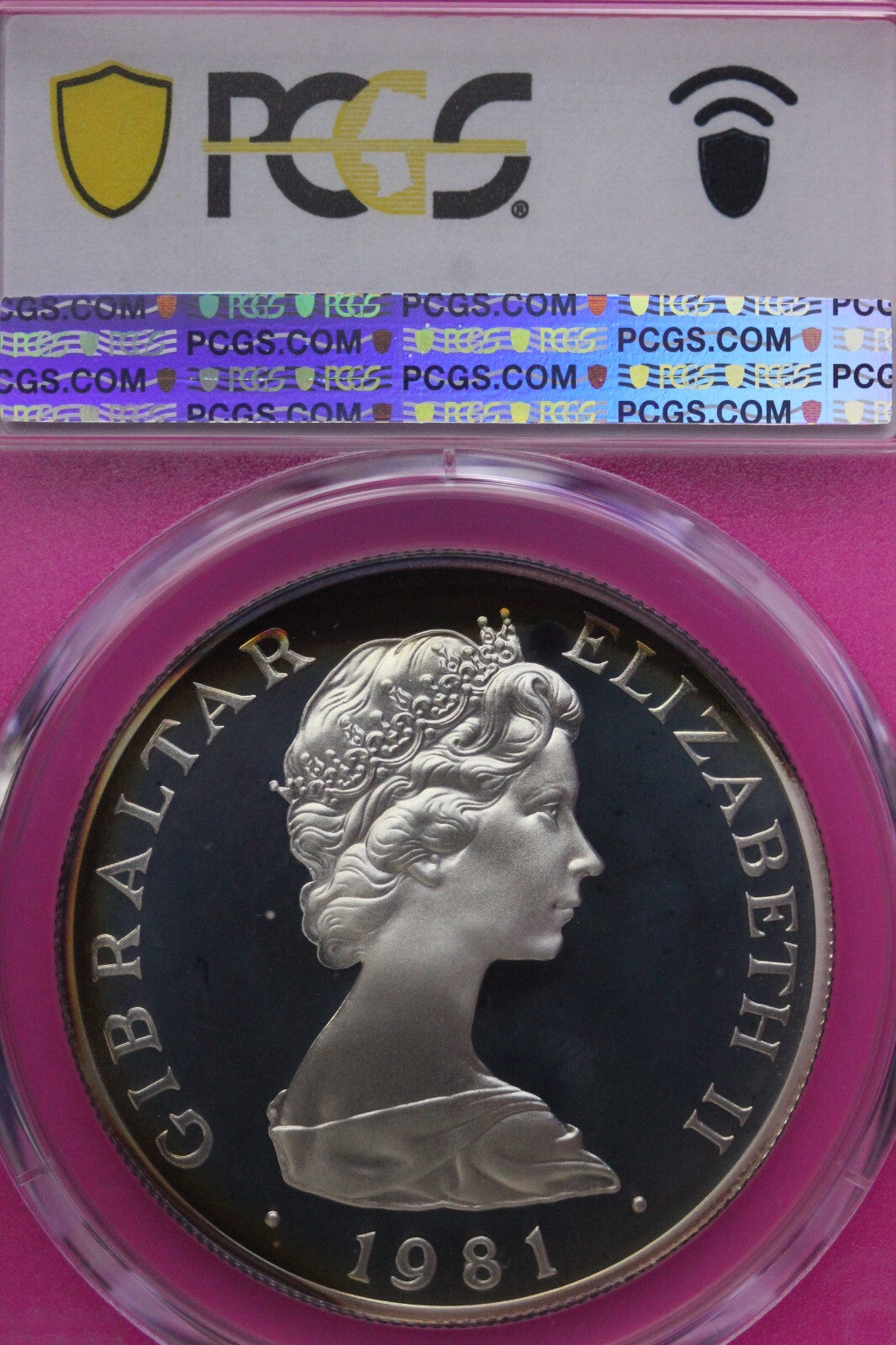 Toned 1981 PR 68 DCAM Crown Gibraltar Princess Diana Royal Wedding PCGS Slab 639