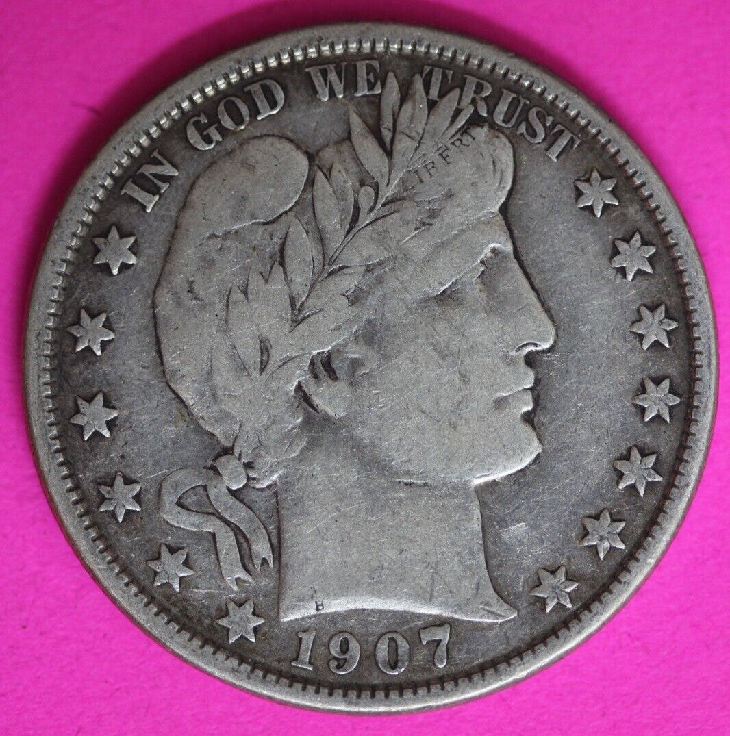 1907 O Barber Liberty Half Dollar Silver Coin Better Grade New Orleans Mint 94