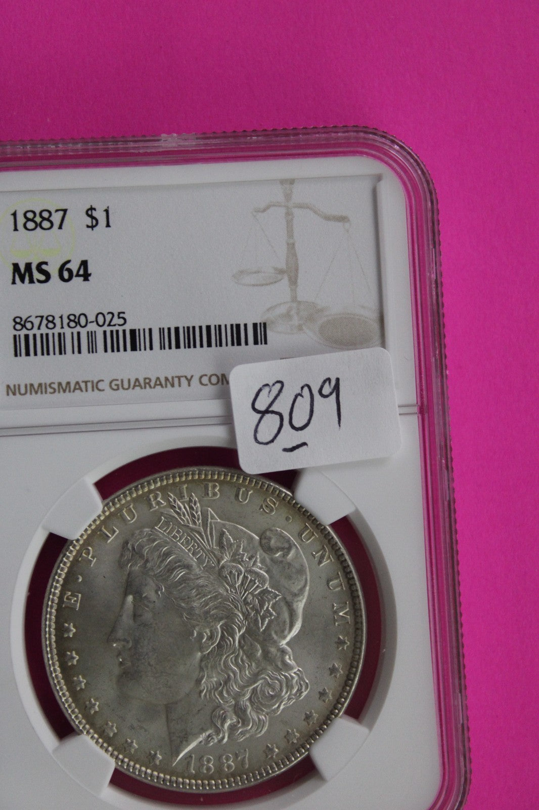 1887 P MS 64 Liberty Morgan Silver Dollar NGC Certified Graded Authentic 809