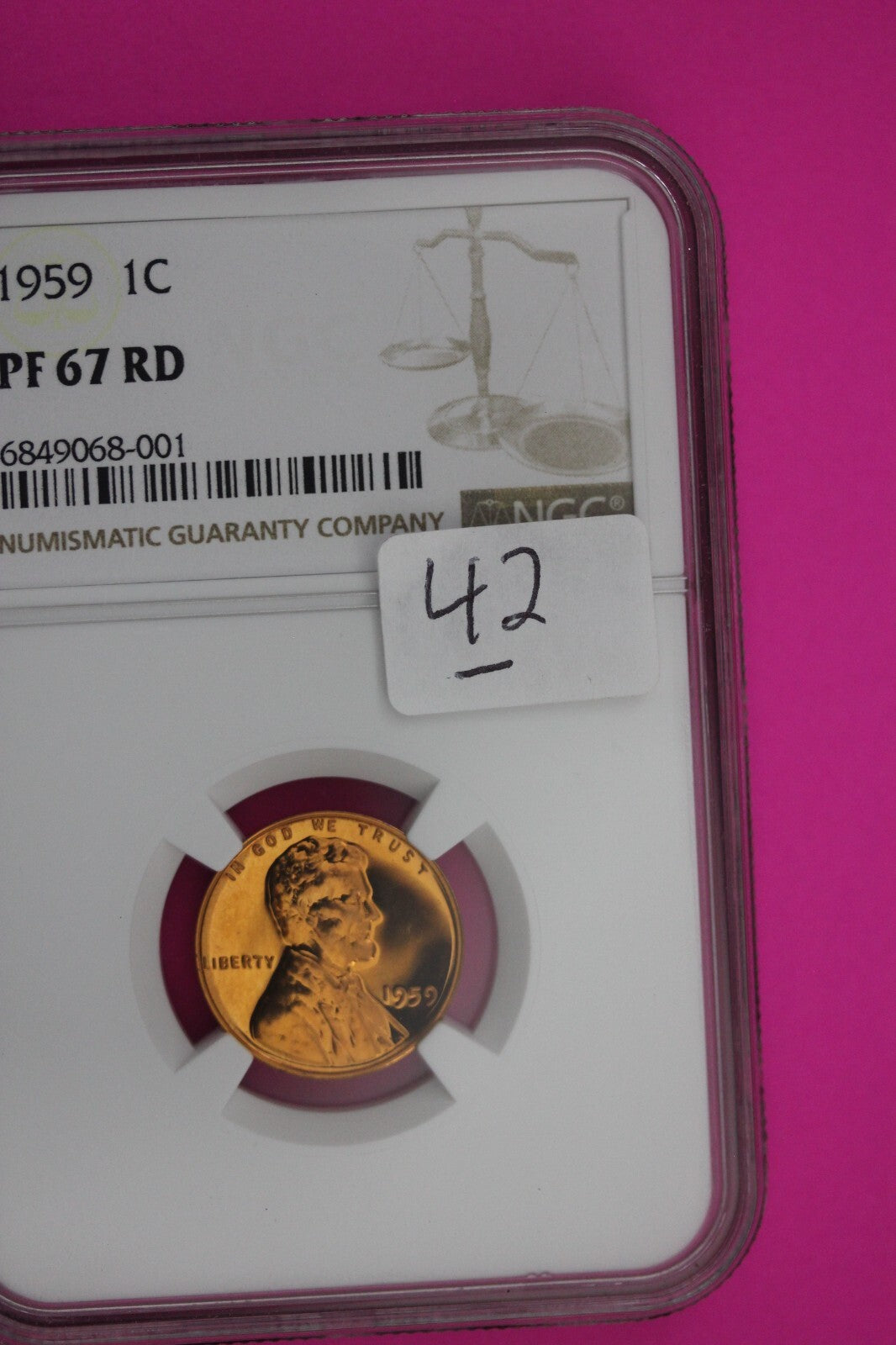 1959 PF 67 RD Lincoln Memorial Cent Penny NGC Certified Graded Authentic 42