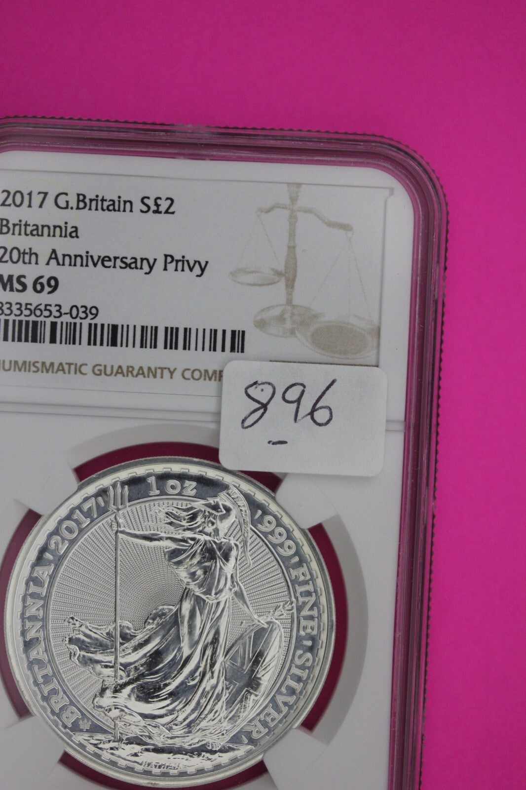 2017 MS 69 Great Britain £2 Britannia 20th Anniversary Privy NGC Graded Slab 896