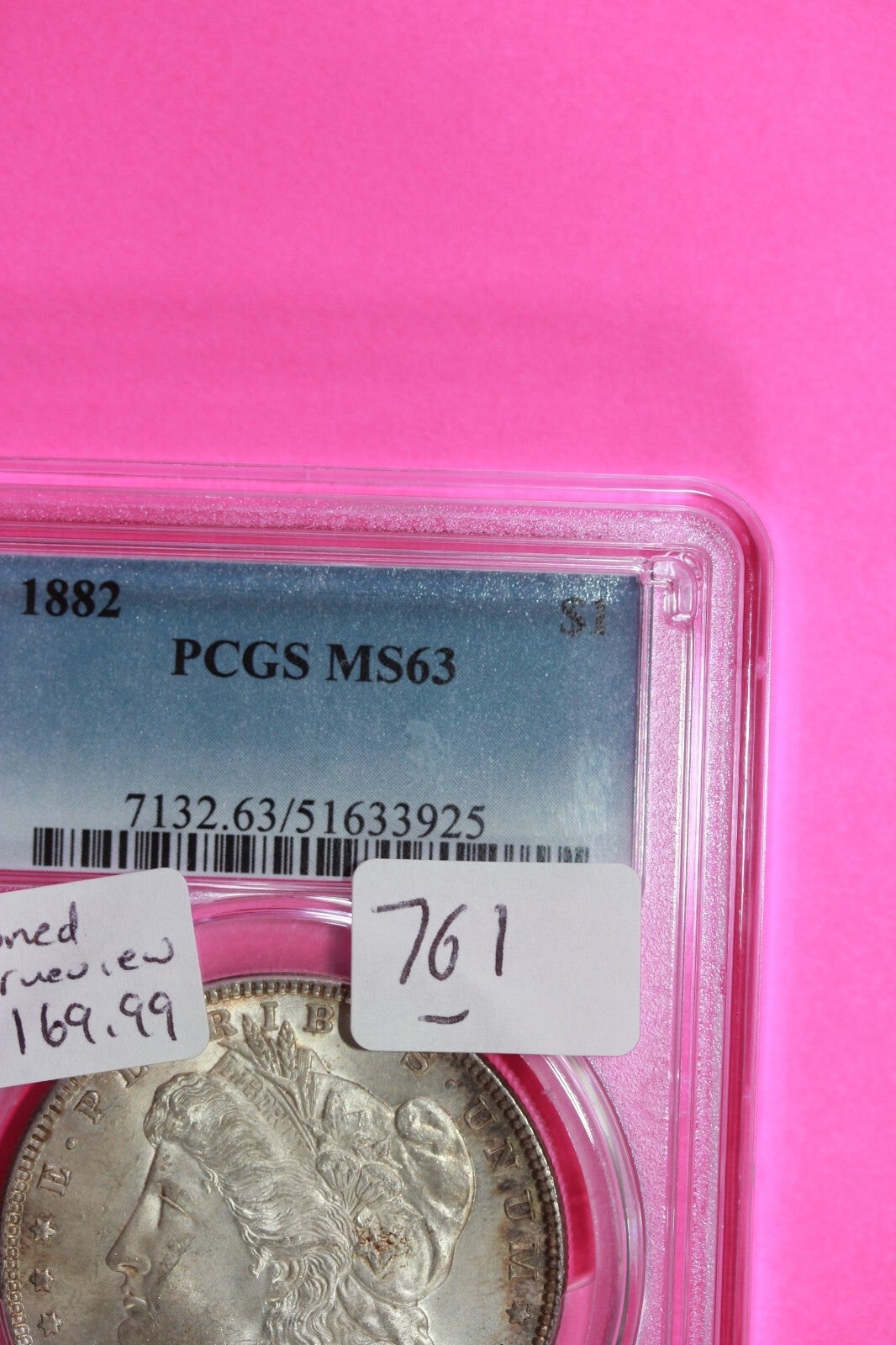 Nicely Toned 1882 P MS 63 Liberty Morgan Silver Dollar PCGS Certified Slab 761