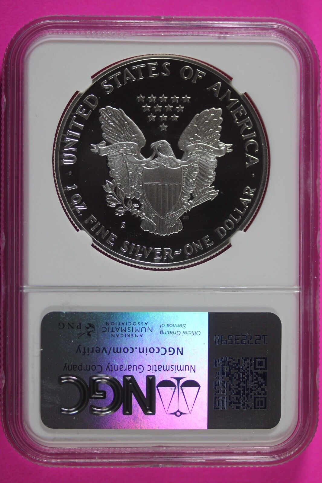 1990 S PF 69 Silver American Eagle Deep Cameo Authentic Proof Coin NGC Slab 1045