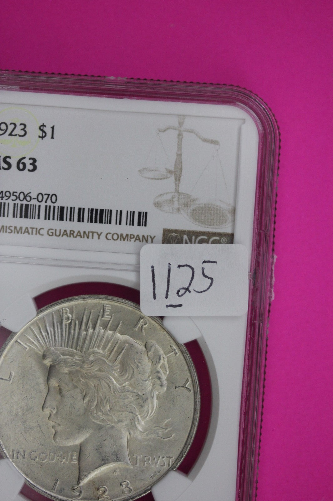 1923 P MS 63 Liberty Peace Silver Dollar NGC Certified Graded Authentic 1125