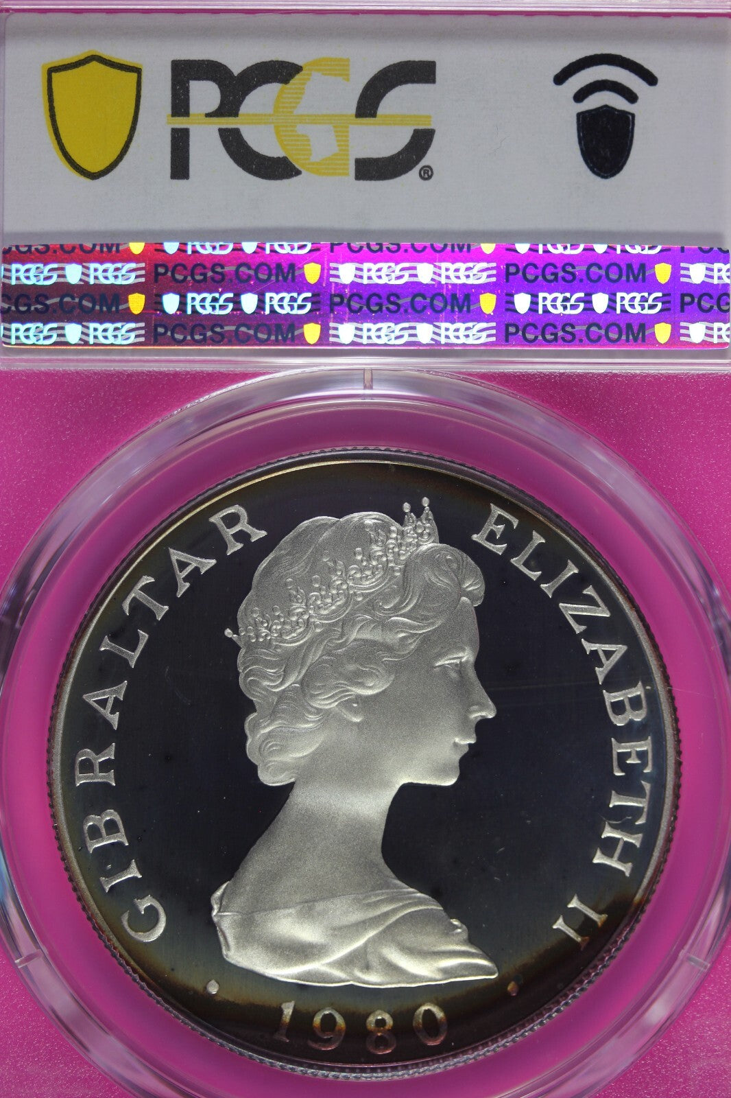 Toned 1980 PR 68 DCAM Crown Gibraltar PCGS Queen Elizabeth 80th Birthday 528