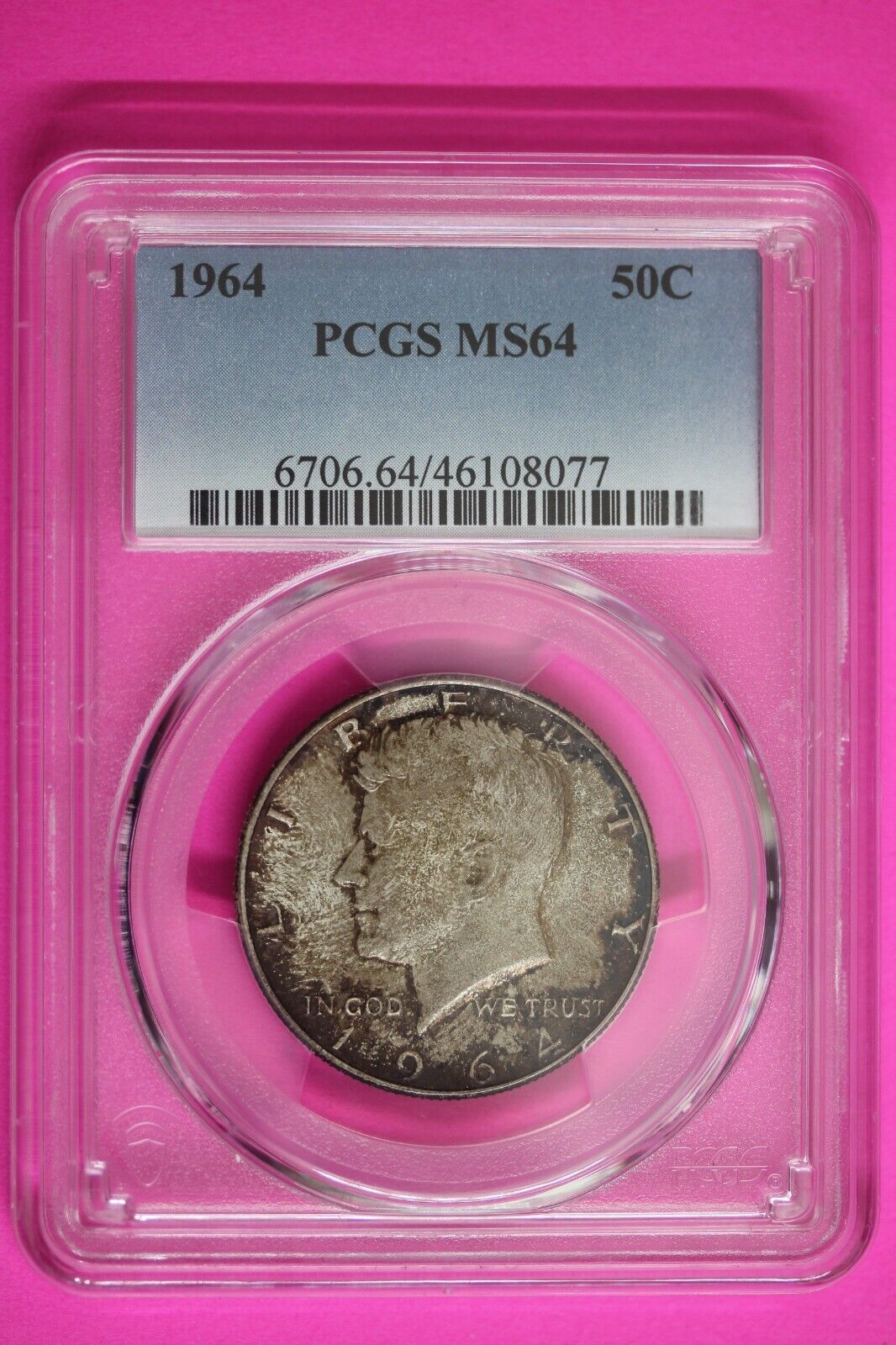 Toned Color 1964 P MS 64 Kennedy Half Dollar PCGS Graded Trueview Slab 1214