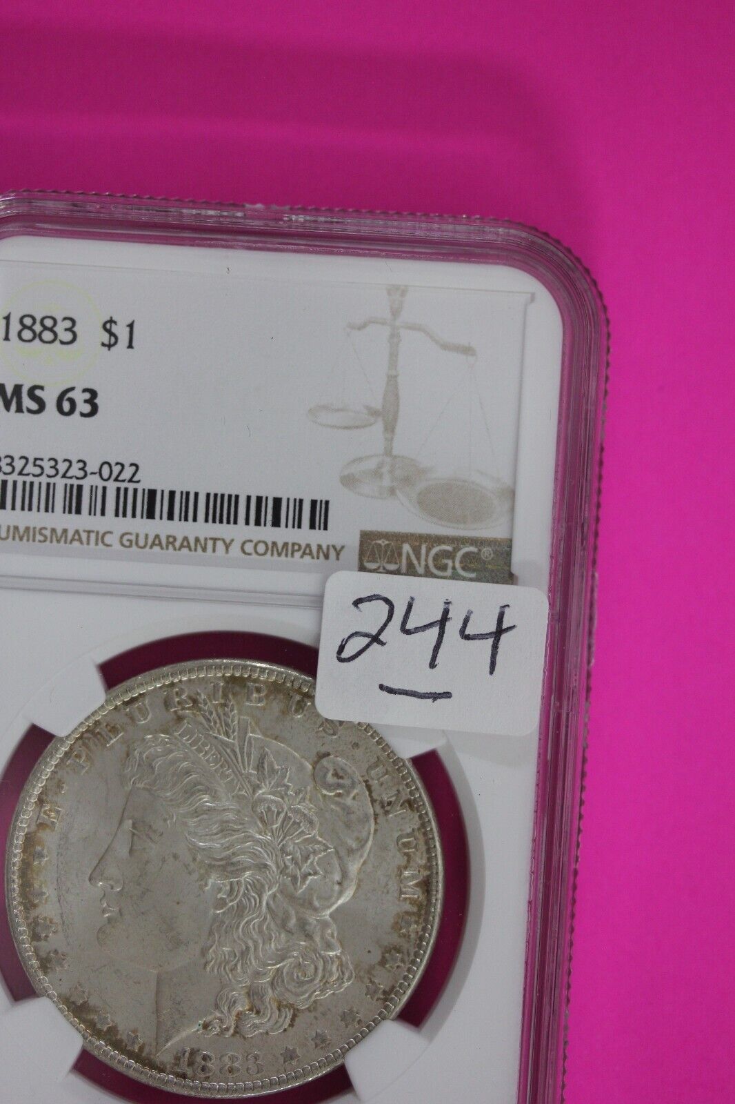 Toned 1883 P MS 63 Liberty Morgan Silver Dollar NGC Certified Graded 244