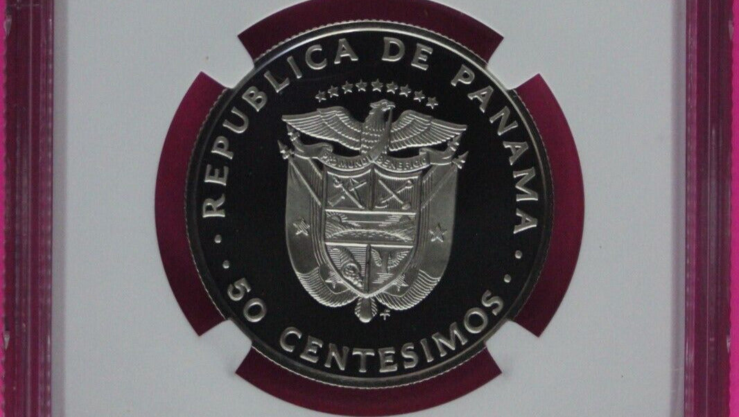 Top Pop 1975 Panama PF 70 Ultra Cameo Proof 50 Centesimos NGC Graded Slab 1037