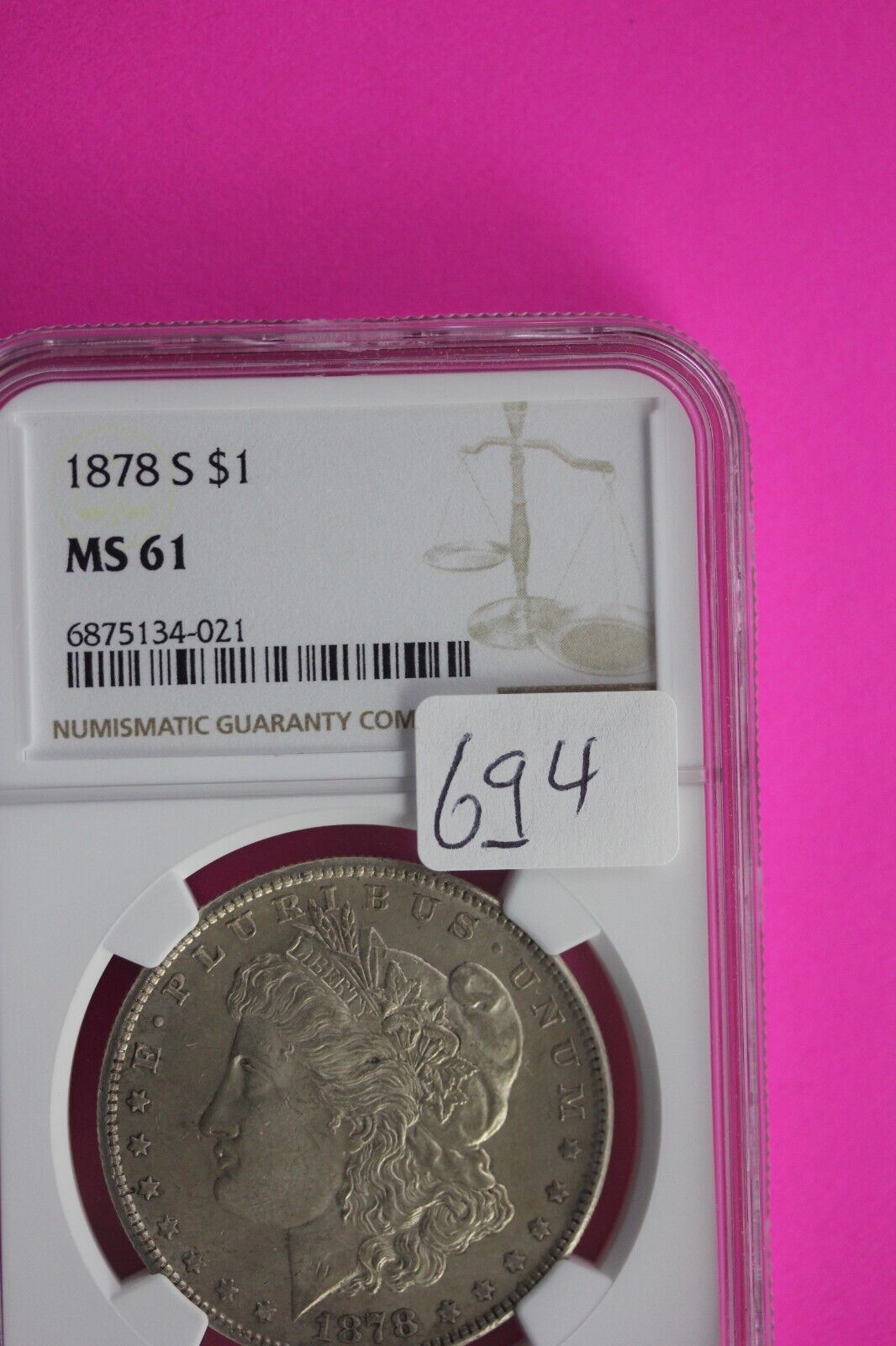 1878 S MS 61 Liberty Morgan Silver Dollar NGC Certified Slab Free Shipping 694