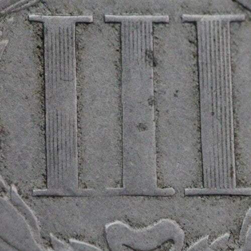 1865 Three 3 Cent Nickel Scarce Semi Key Date Type Coin Philadelphia Mint 95