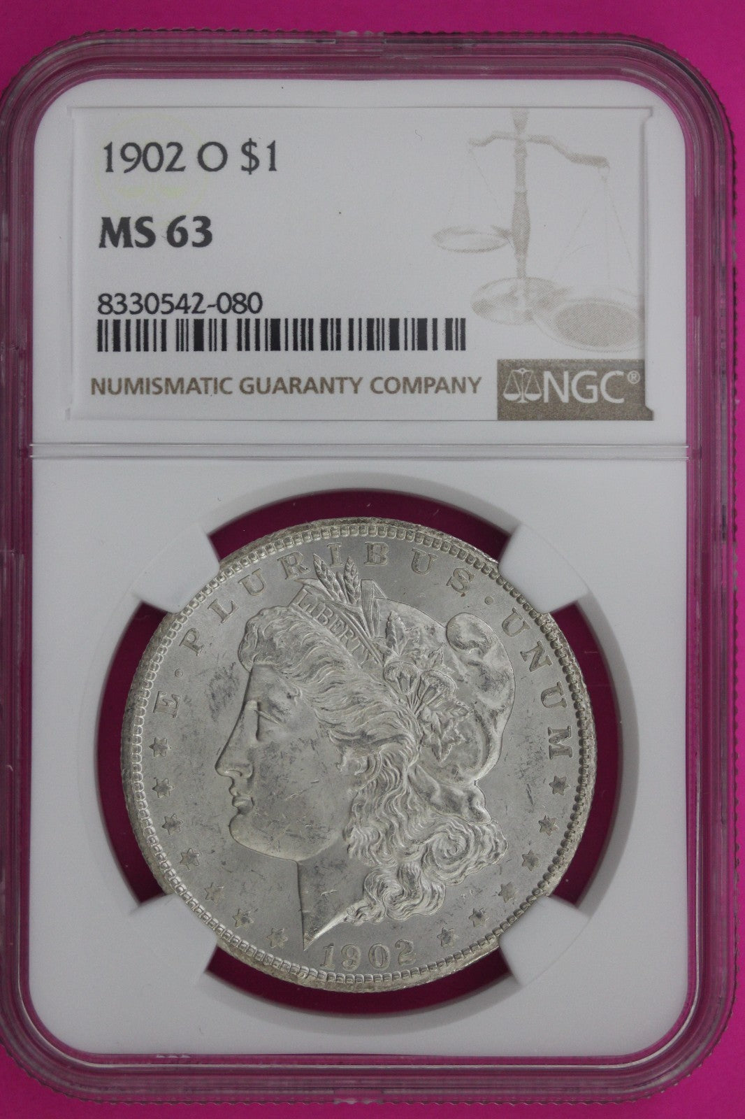 1902 O MS 63 Liberty Morgan Silver Dollar NGC Certified Graded Authentic 1047