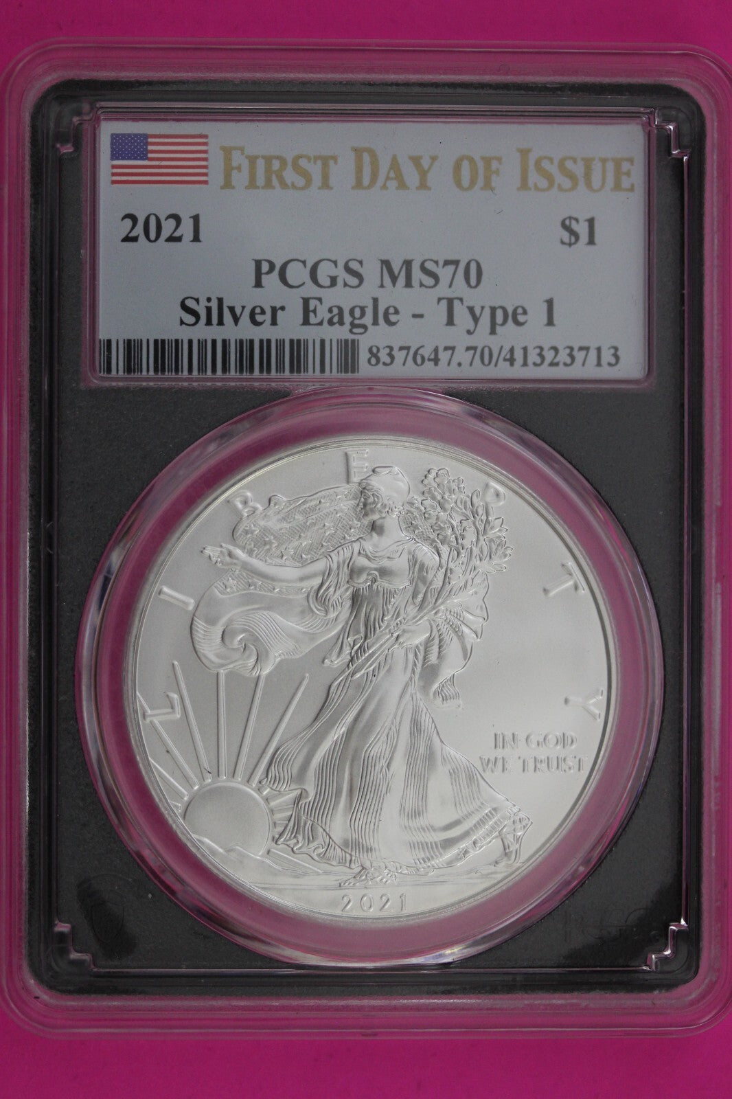 2021 T1 MS 70 Silver Eagle Coin 1 OZ .999 PCGS Certified Graded Authentic 590