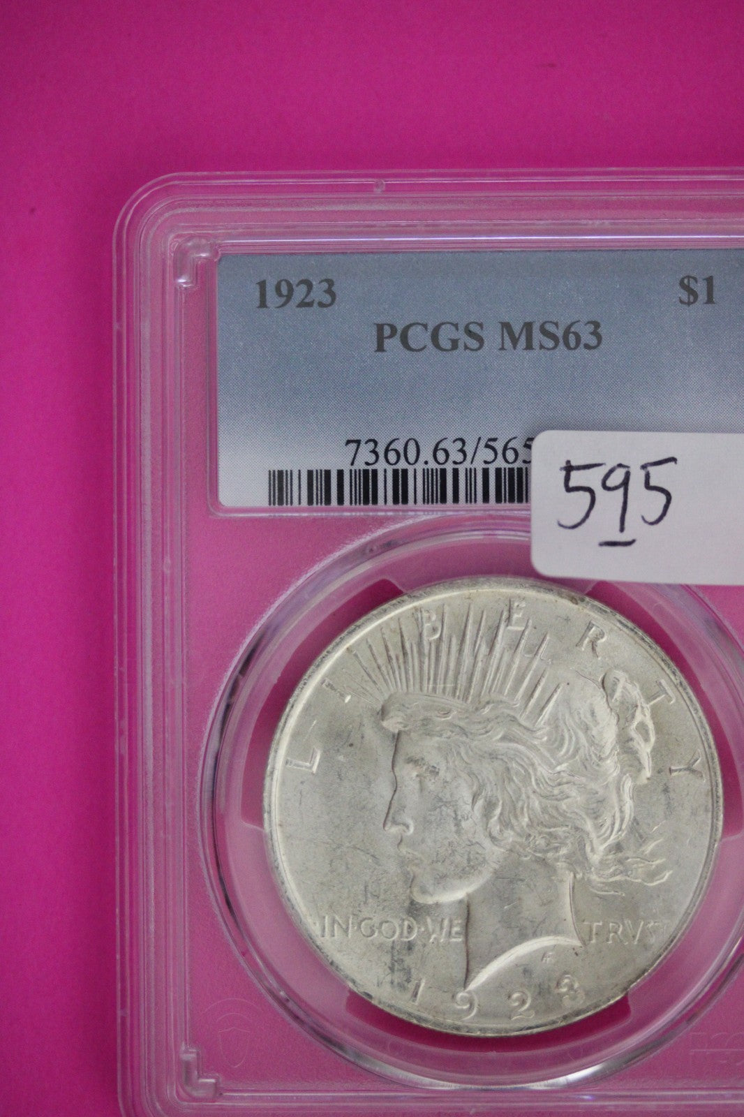 1923 P MS 63 Liberty Peace Silver Dollar PCGS Certified Graded Authentic 595