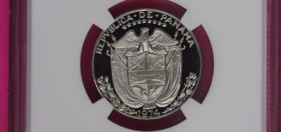 1974 Panama PF 68 Ultra Cameo Proof 1/4 Balboa NGC Graded Certified Slab 1027