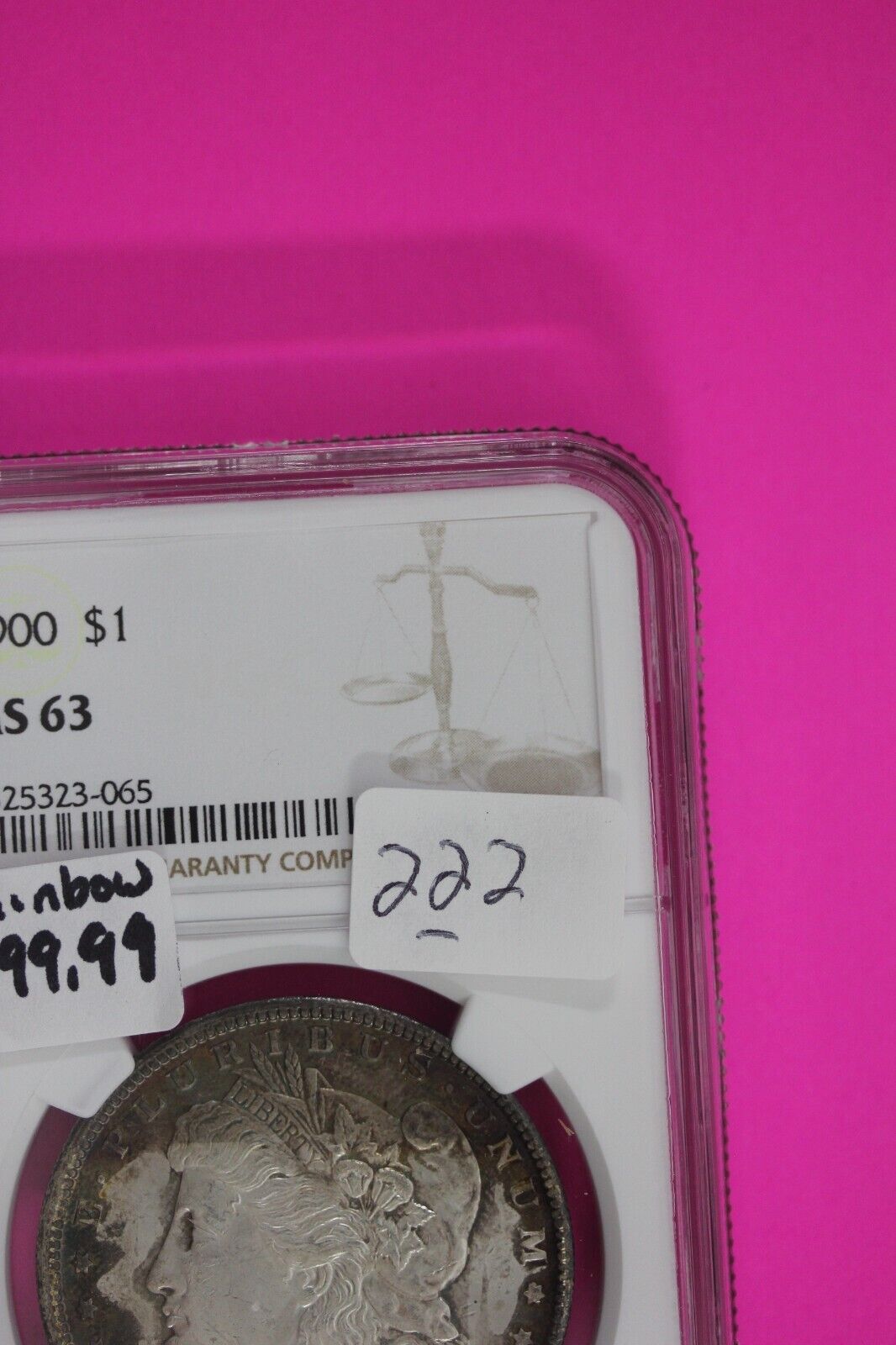 Toned 1900 P MS 63 Liberty Morgan Silver Dollar NGC Certified Graded Slab 222