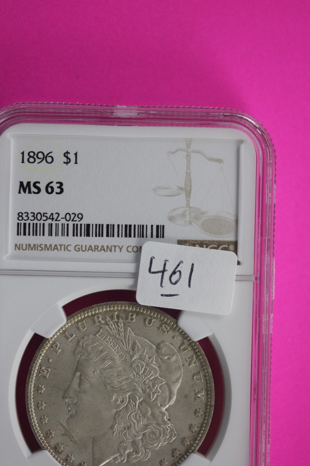 1896 P MS 63 Liberty Morgan Silver Dollar NGC Certified Graded Slab 461