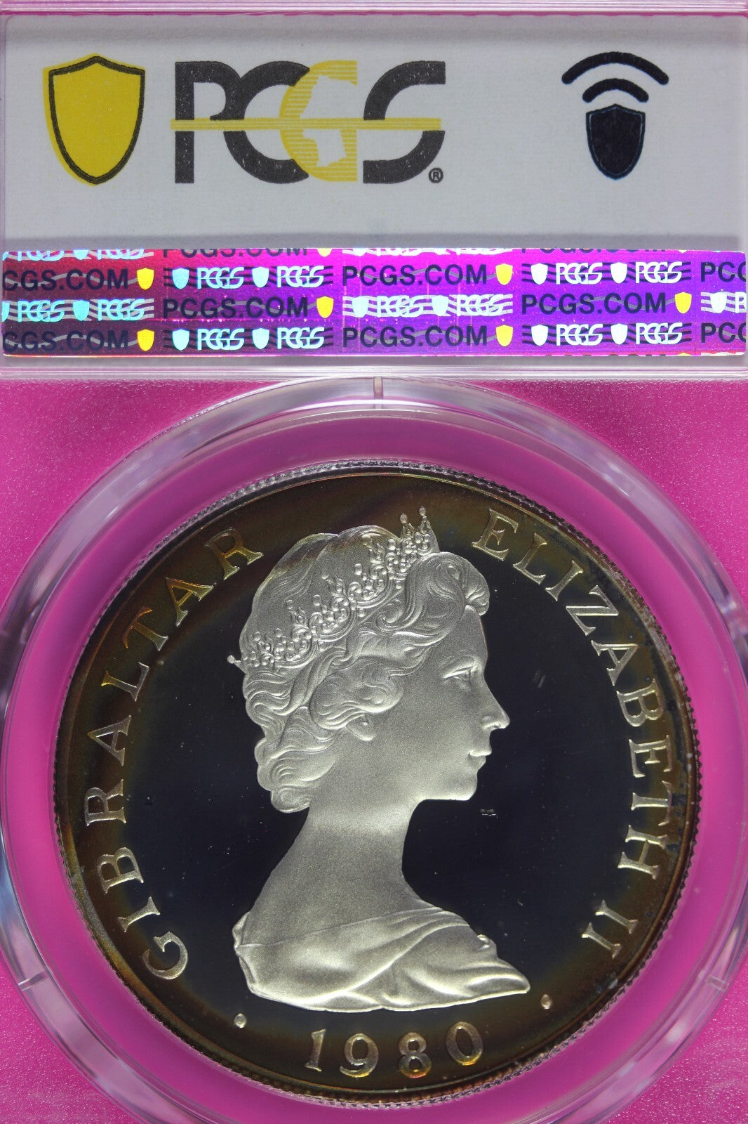 Toned 1980 PR 68 DCAM Crown Gibraltar PCGS Queen Elizabeth 80th Birthday 538