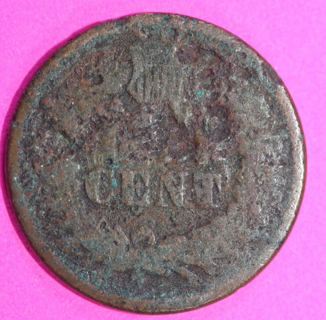 Bent 1865 Indian Head Cent Penny Scarce Early Type Coin Exact Coin Pictured 164