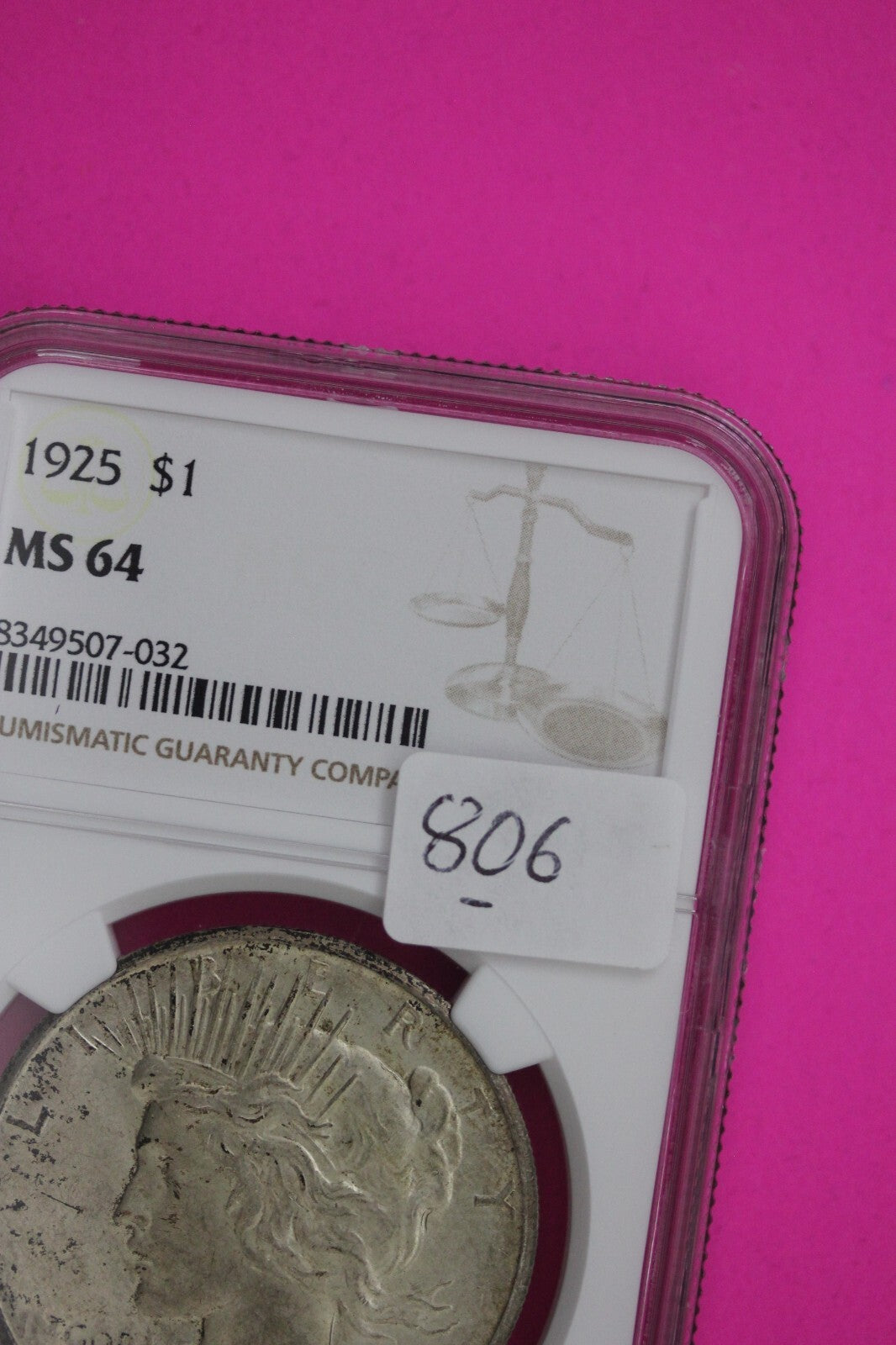 1925 P MS 64 Liberty Peace Silver Dollar NGC Certified Graded Authentic Coin 806