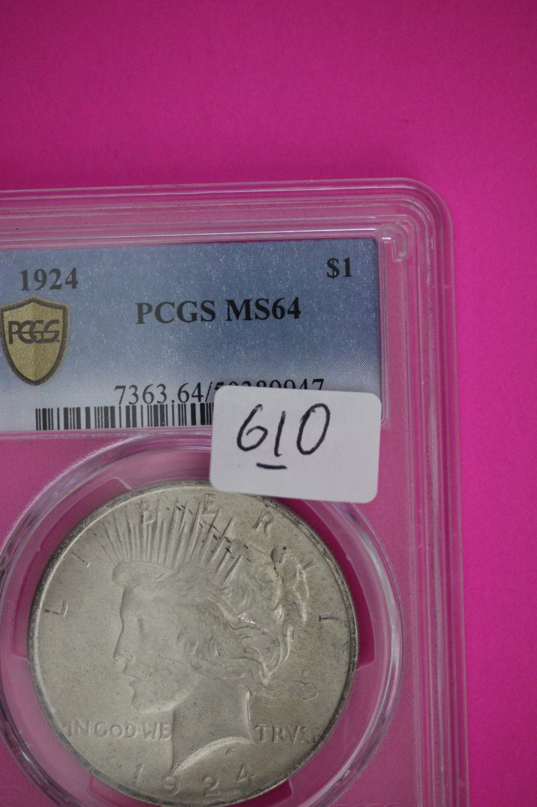 1924 P MS 64 Liberty Peace Silver Dollar PCGS Certified Graded Authentic 610