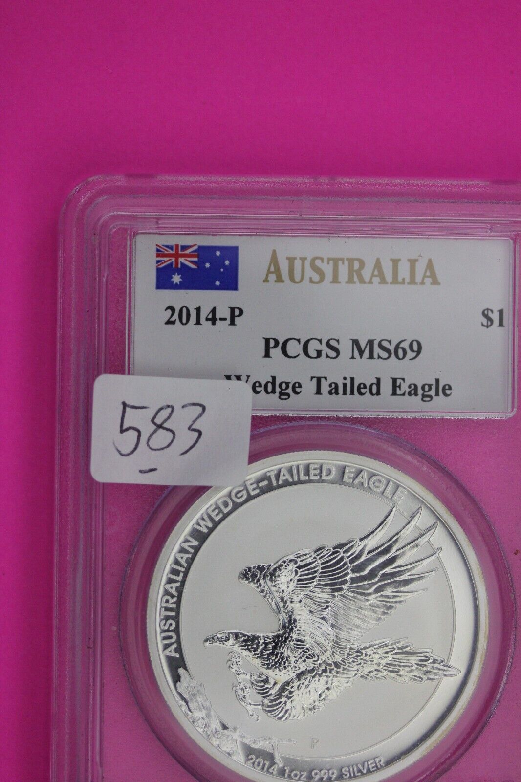 2014 P MS 69 Australia Wedge Tailed Eagle John Mercanti Signature $1 PCGS 583