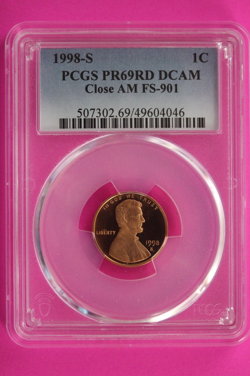 1998 S PR 69 Red DCAM Close AM FS-901 Lincoln Memorial Cent PCGS Certified 163