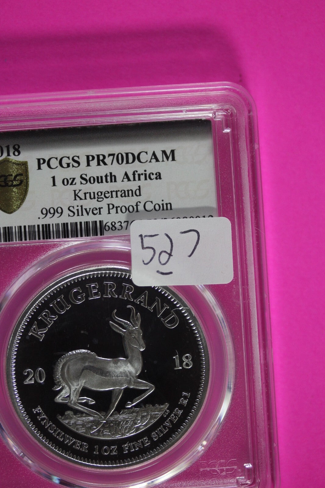 2018 PR 70 South Africa Krugarand 1 OZ Silver Coin PCGS Graded Authentic 527