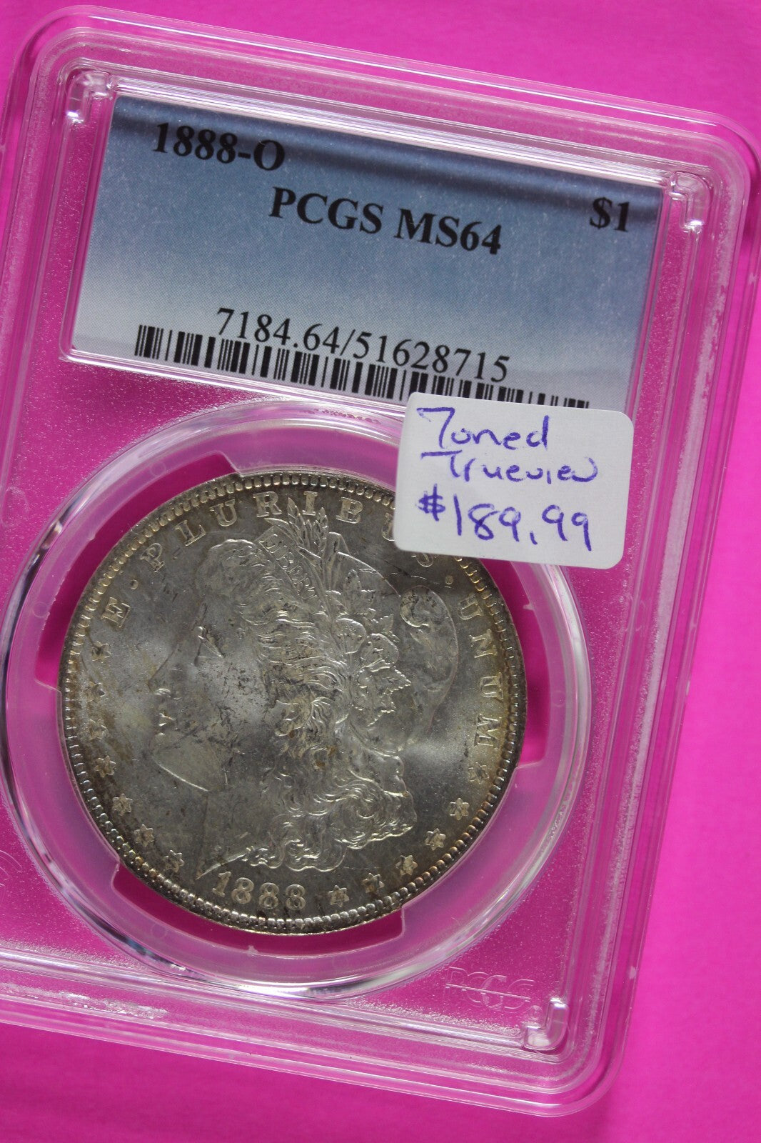 Toned 1888 O MS 64 Liberty Morgan Silver Dollar PCGS Certified Graded Slab 937