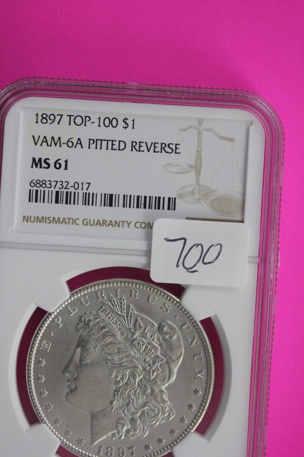 1897 P MS 61 Liberty Morgan Silver Dollar VAM 6A Pitted Reverse Top 100 NGC 700