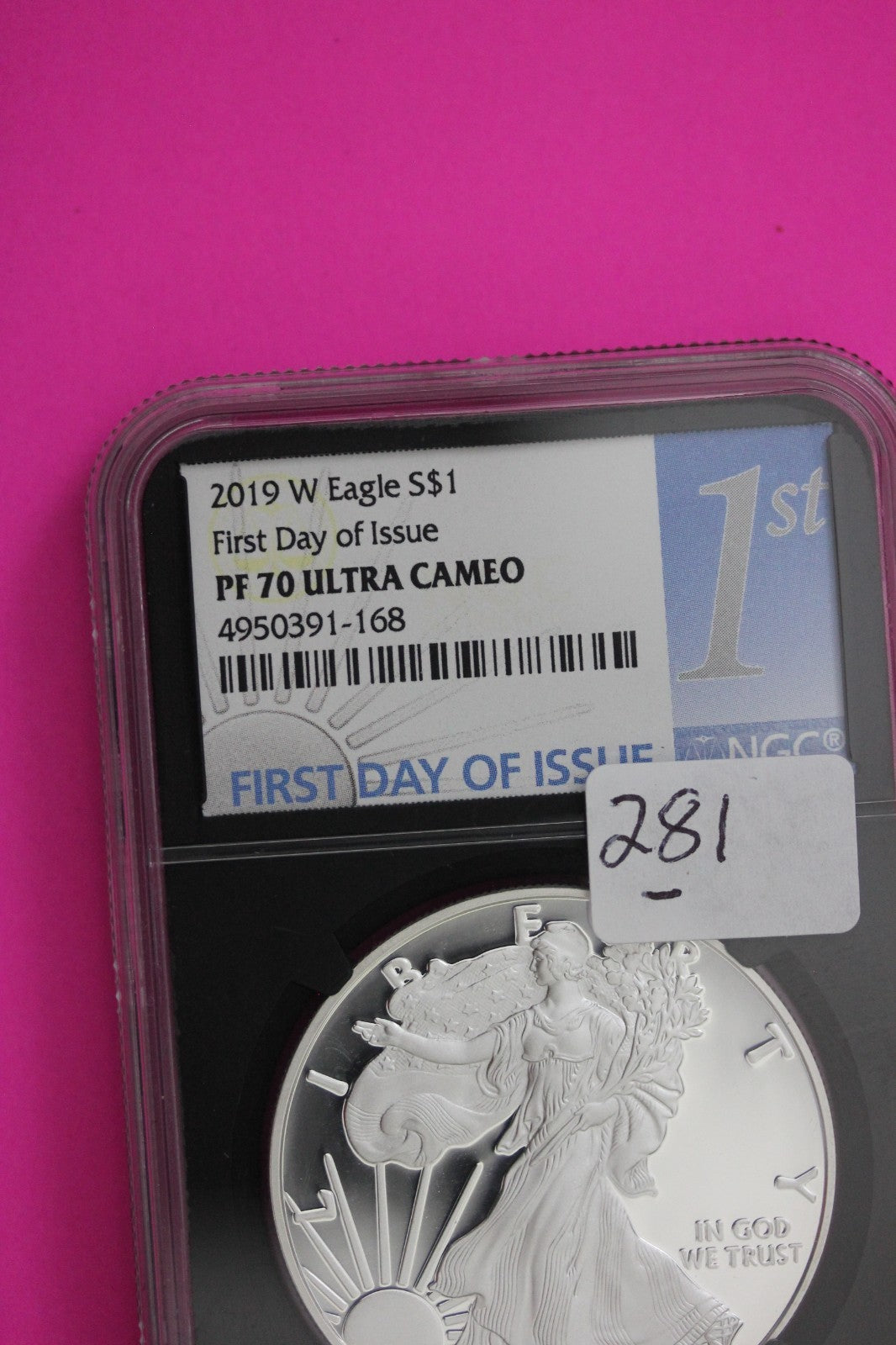 2019 W PF 70 Proof DCAM Silver American Eagle NGC Certified Authentic Graded 281