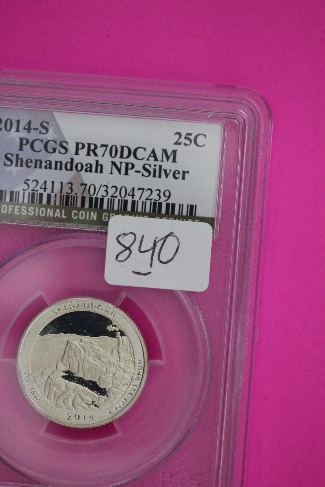 2014 S PR 70 Silver Quarter Shenandoah Park ATB PCGS Graded Certified Slab 840