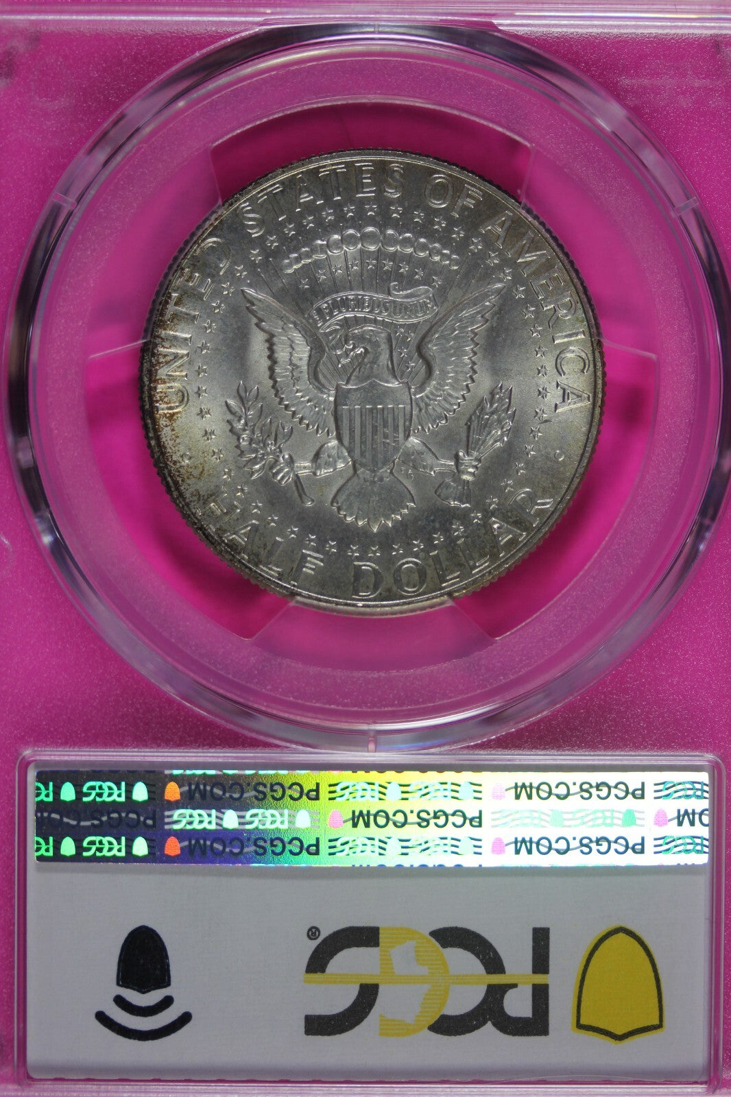 Toned 1967 Silver MS 66 John F Kennedy Silver Half Dollar PCGS Graded Slab 147