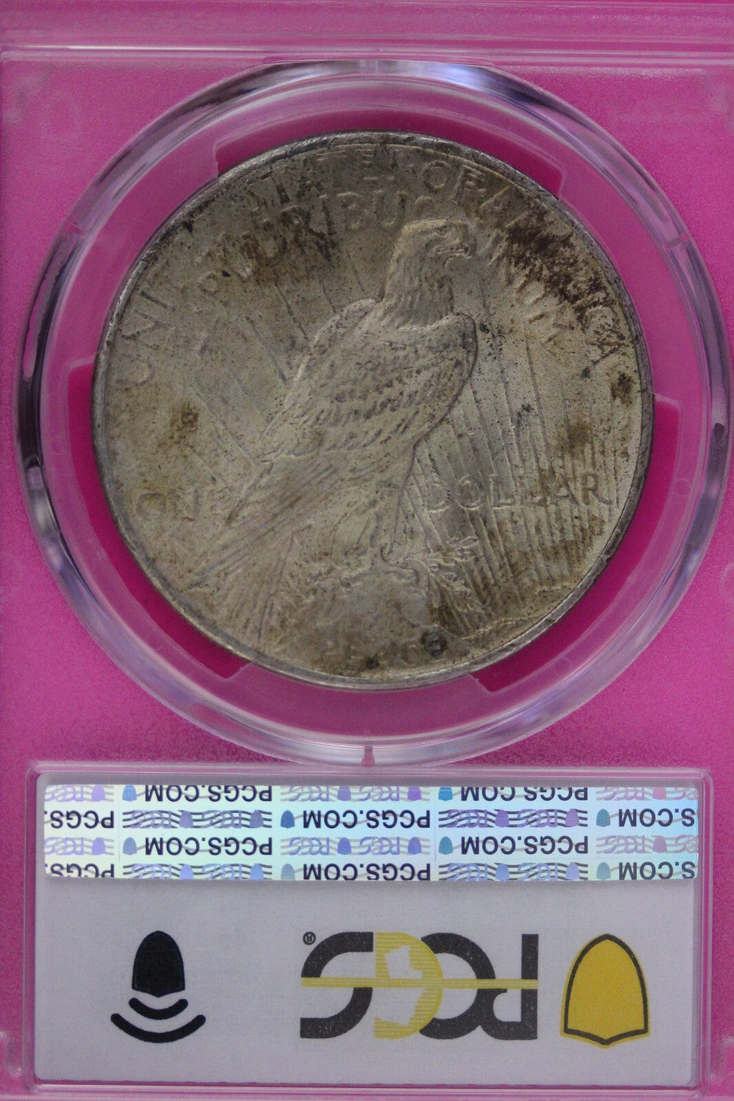 Toned 1925 P MS 63 Peace Silver Dollar PCGS Graded Certified Authentic Slab 390