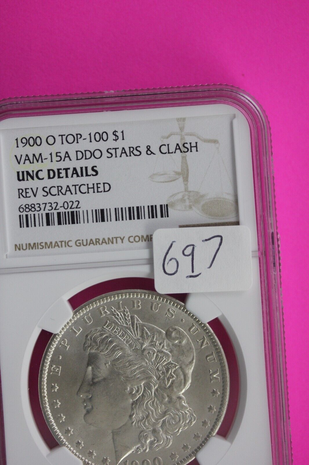 1900 O Unc Details Liberty Morgan Silver Dollar VAM 15A DDO Scratched NGC 697
