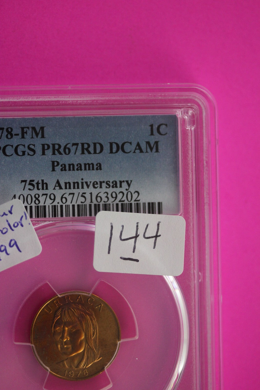 1978 FM PR 67 RD Panama 1 Centesimo 75th Anniversary Toned PCGS Certified 144