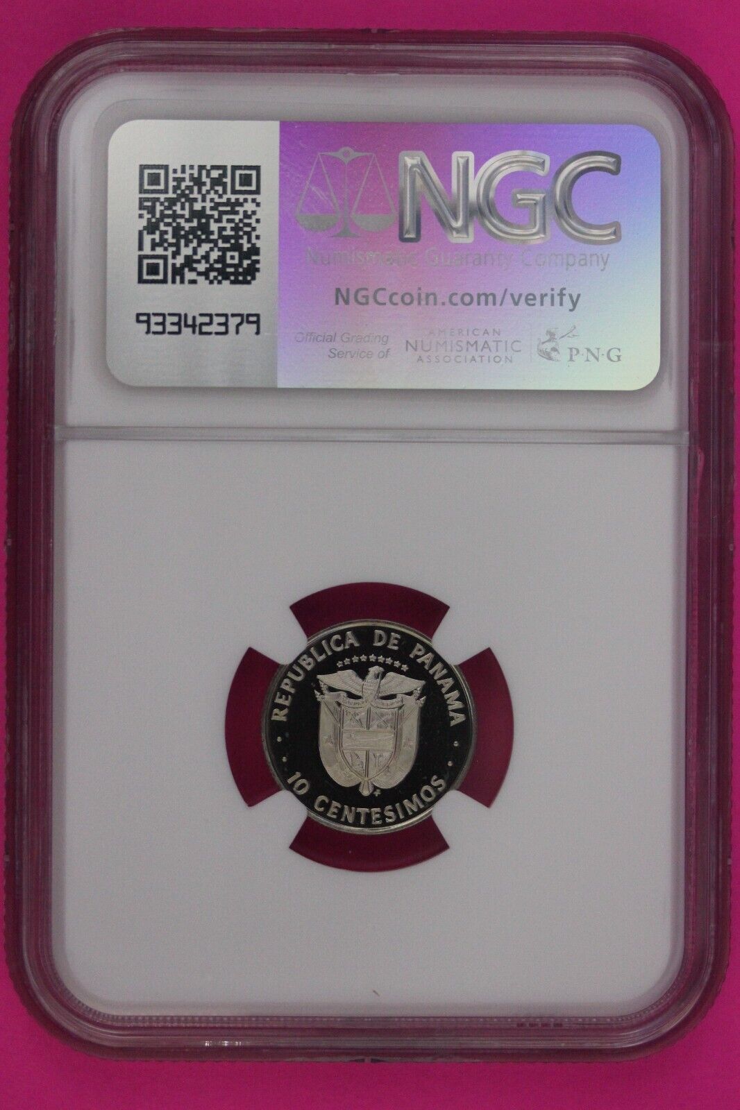 1975 Panama PF 69 Ultra Cameo Proof 10 Centesimos NGC Certified Graded Slab 240