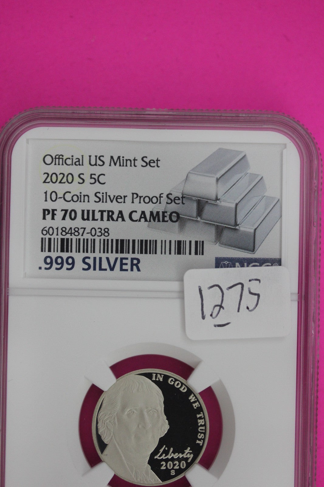 2020 S PF 70 Jefferson Nickel NGC Certified Graded Authentic Genuine Slab 1275