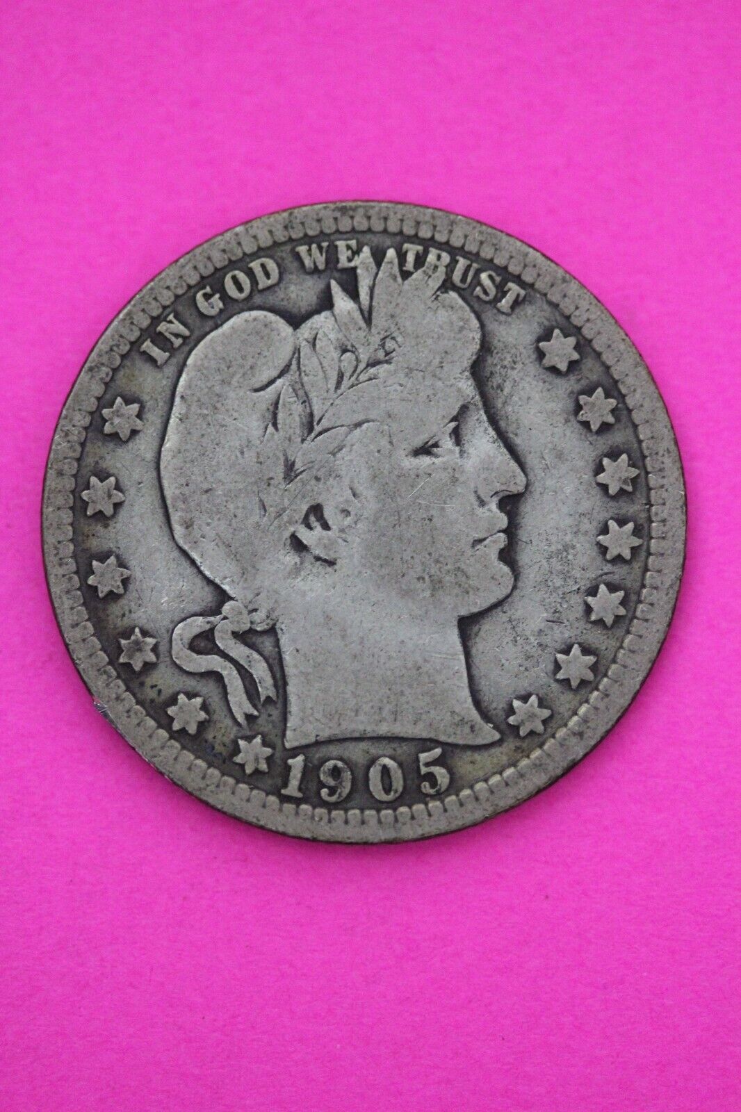 1905 P Barber Liberty Silver Quarter Scarce Semi Key Date Philadelphia Mint 46